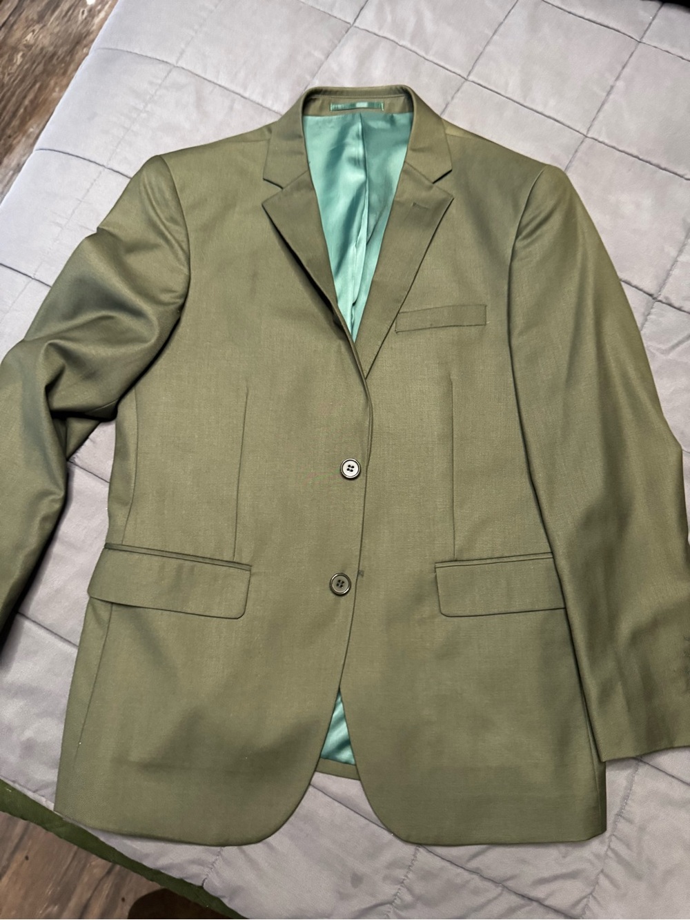 Hunter Olive Green Men's Sport Coat with Teal Lining
